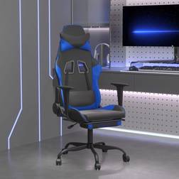 vidaXL Sedia da Gaming Massaggiante Poggiapiedi Nero e Blu Similpelle