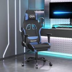 vidaXL Sedia da Gaming Massaggio e Poggiapiedi in Tessuto Nero e Blu