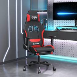 vidaXL Silla Gaming De Masaje Con Reposapiés Tela Negro Y Rojo