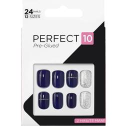 Elegant Touch Perfect 10 False Nails Pre Glued & Coloured Night Life 24 Pieces