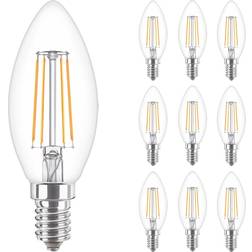 Philips Fordelspakke 10x Corepro LEDcandle E14 filament klar 4.3W 470lm 827 ekstra varm hvid erstatter 40W