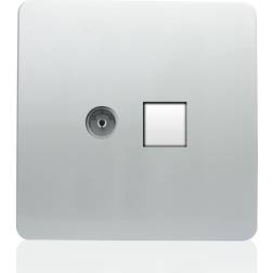 Trendi Artistic Modern Glossy Tactile TV Co-axial Socket Telephone Socket Silver ART-TLP TVSI