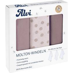 Alvi Molleton cloths printed Curly Dots 3pcs. 80x80cm