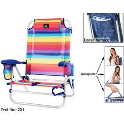 BigBuy Outdoor Folding Chair with Cooler Textiline Coral 55 x 24 x 63 cm Multicolour