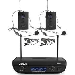 Vonyx Trådløst Headset System WM82B med 2 Headset 2 Knaphulsmikrofoner UHF for eks