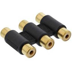 InLine 3x Phono forlænger adapter, guldbelagt 3x RCA