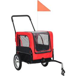 vidaXL Rimorchio Per Animali Domestici e Passeggino 2in1 Rosso e Nero Mxl 106989