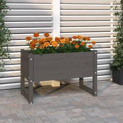 vidaXL Plantenbak 78 x 40 x 52 cm Massief Grenenhout Grijs