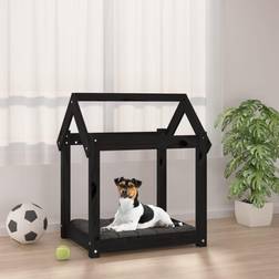 vidaXL Cama Para Perros Madera Maciza De Pino Negro 61x50x70 cm