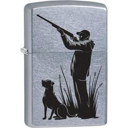 Zippo Hunter and Dog brushed chrome lighter