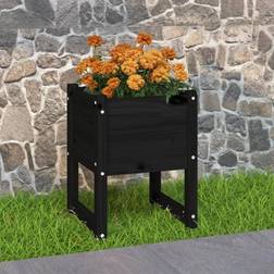 vidaXL Jardinera Madera Maciza De Pino Negro 40x40x52.5 cm