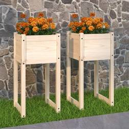 vidaXL Jardinera 2 Unidades Madera Maciza De Pino 40x40x81 cm - Marrón