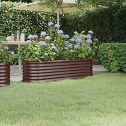 vidaXL brown, 152 Garden Planter Powder-coated Steel Raised