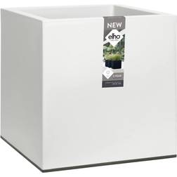 Elho Vivo 40cm Square Plastic Indoor Outdoor Planter with Wheels - Matt White