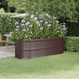 vidaXL Lit Surélevé de Jardin Pot À Fleurs Patio Terrasse Extérieur Acier Enduit de Poudre 224x80x68 cm Marron