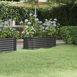 vidaXL Jardinera Acero Con Recubrimiento Polvo Antracita 114x40x36 cm