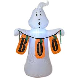 Gerson Aufblasbarer Whirlpool Color Changing Inflatable White Ghost with Boo Sign Black/Orange/White