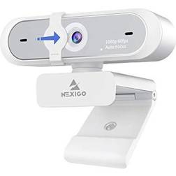 NexiGo NexiGo N660P 1080P 60FPS Webcam with Software Control, Dual Microphone & Cover, Autofocus, HD USB Computer Web Camera, for OBS/Zoom/Skype/FaceTime/Teams/Twitch, White