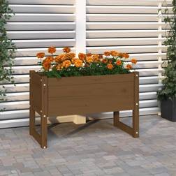 vidaXL Jardinière Pot de Fleurs de Jardin Bac À Fleurs Lit Surélevé Terrasse Balcon Patio Extérieur Marron Miel 78x40x52 cm