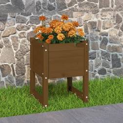 vidaXL Jardinera Madera Maciza De Pino Marrón Miel 40x40x52.5 cm - Marrón