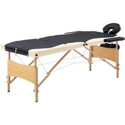 vidaXL Sammenfoldeligt Massagebord Med Træstel 3 Zoner