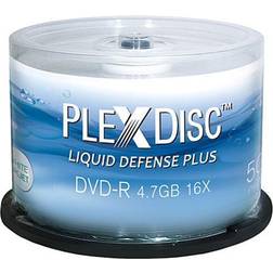 PlexDisc PlexDisc 4.7GB 16X DVD-R Water Resistant Glossy White Inkjet Printable 50 Packs Spindle Disc Model 632-C14