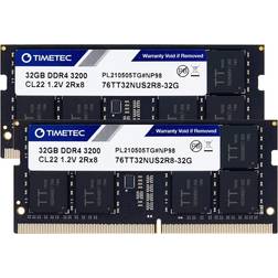 Timetec 64GB KIT(2x32GB) DDR4 3200MHz PC4-25600 Non-ECC Unbuffered 1.2V CL22 2Rx8 Dual Rank 260 Pin SODIMM Compatible with AMD and Intel Gaming