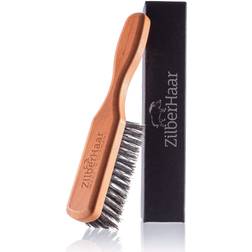 Beard Brush by ZilberHaar Stiff Boar Bristles Beard Grooming Brush for Men Straightens and Promotes beard growth Works with Beard Oil and Balm