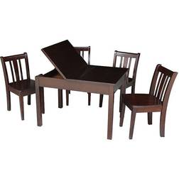 International Concepts ChildsTable with 4 San Remo Juvenile Chairs Rich Mocha- 5