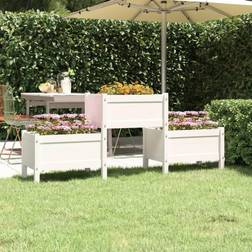 vidaXL Planter White Solid Wood Pine