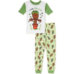 AME Sleepwear Boy's Groot Saving The World Sleep Set - Brown/Green/White