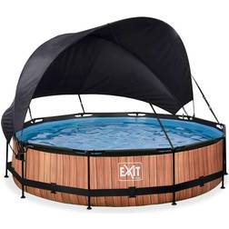 Exit Toys Uima-allassetti Timber, ø360cm, 12V, puukuvio, sis. katos