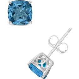 Macy's Cushion 2.30 cttw London Stud Earrings - Silver/Topaz