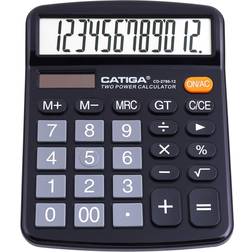 Desktop Calculator 12 Digit with Large LCD Display and Sensitive Button Solar and Battery Dual Power Standard Function for Office Home School CD-2786