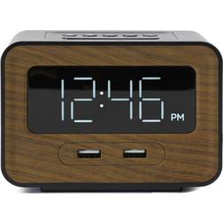 Lumoday LUMODAY Dual USB Alarm Clock (Black/Wood)