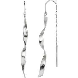 Stine A Long Twisted Hammered Earring with Chain - Silver