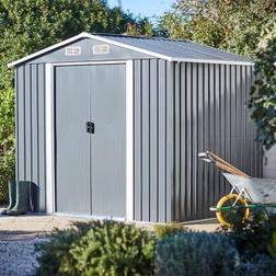 GoodHome Gable Dark Grey Metal 2 Door Shed (Building Area )