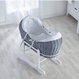 Kinder Valley Waffle Grey Pod Moses Basket with Rocking Stand Deluxe Fleece