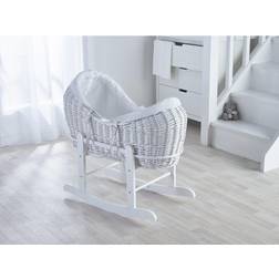 Kinder Valley Waffle White Pod Moses Basket with Rocking Stand Deluxe Fleece