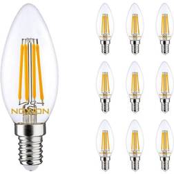 Noxion Fordelspakke 10x Lucent LED E14 Kerte filament klar 4.5W 470lm 827 ekstra varm hvid erstatter 40W