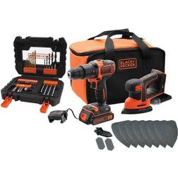 Black & Decker Bohrmaschine Akkuschrauber, Akku-Schlagbohrschrauber BCK23S1SA41 Akku-Mouse (inkl. Akku, Ladegerät, Tasche und Combo-Kit) (Akkubetrieb)