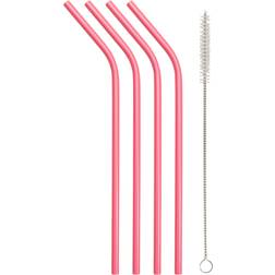 Straws Pink Stainless Steel Set of 4 by Echo Three