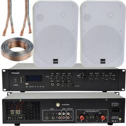 Loops 400W Bluetooth Sound System 2x White 200W Wall Speaker Channel HiFi Amplifier
