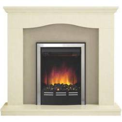 Be Modern Penelope Soft White Suede Effect Fire Suite