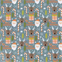 Creativ Company Gift wrap, Santa Claus, Christmas present, lollipop, reindeer, W: 50 cm, 80 g, grey, 5 m/ 1 roll