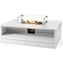 Norfolk Leisure Aluminium Rectangular White Cocoon inc Burner and Glass Screen Firepit