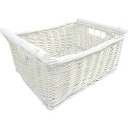 (White, Small) Kitchen Log Fireplace Wicker Storage Basket Hamper