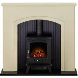 B&Q Rotherham Black Textured Stone Effect Stove Suite