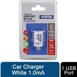 Status 1 Port usb Car Charger White 1.0mA