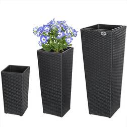 Casaria Poly Rattan Planter Set 3 Flower Planters Krukke